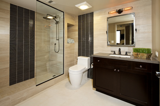 Bathroom Cabinets with Dark Java Espresso Stain and Shaker Doors