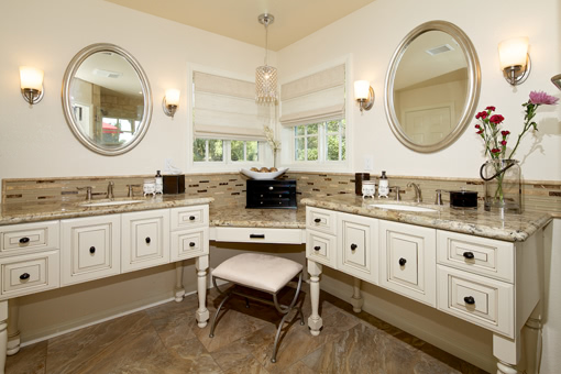Bathroom Furniture Style Cabinets with White Paint with Glaze Vanity Island Post Legs