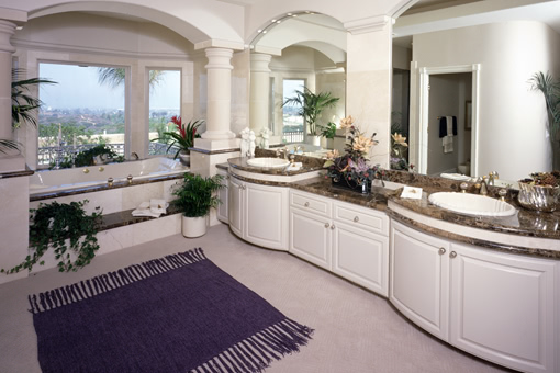 White Painted Bathroom Cabinets Curved Face Sinks Two Level